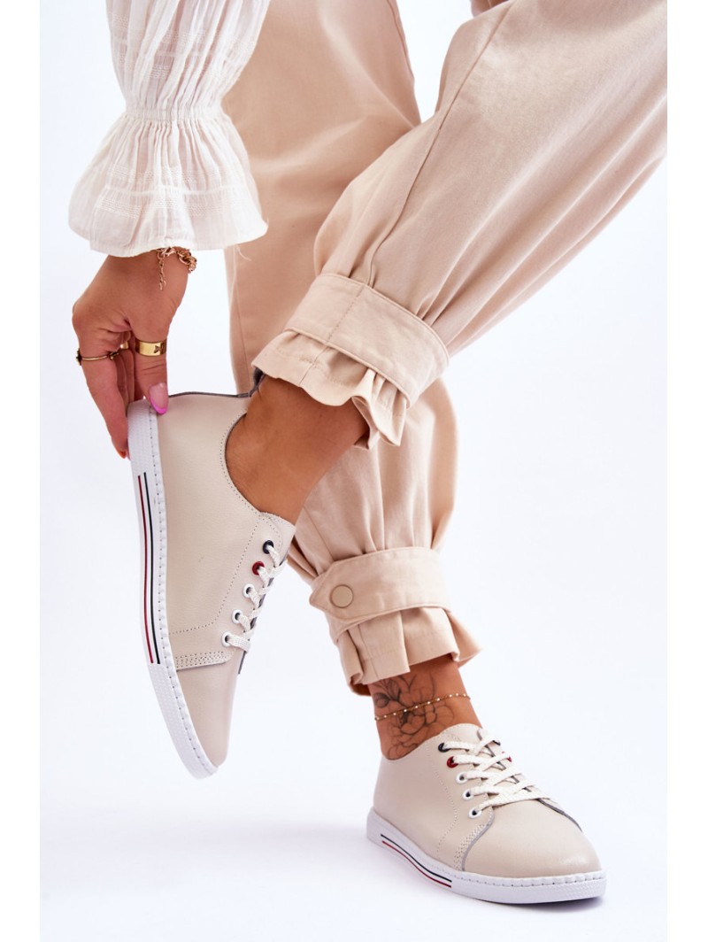 Women's Leather Sneakers Beige S.Barski LR268R