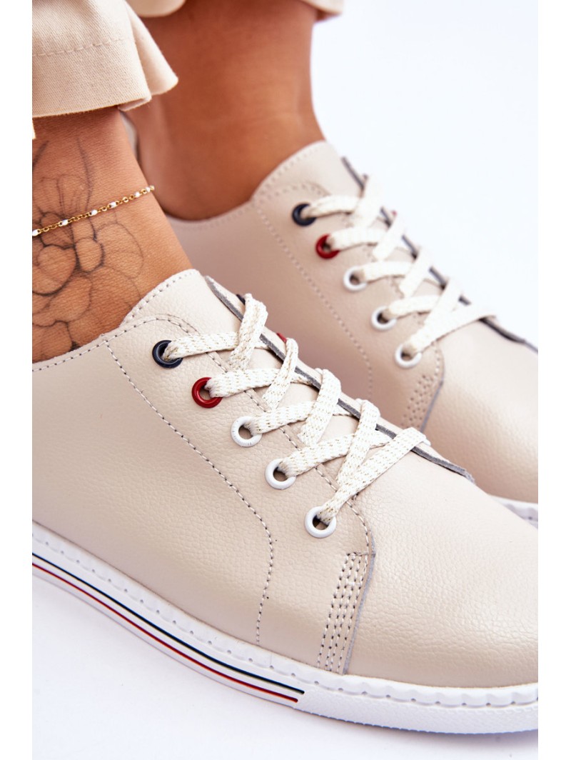 Women's Leather Sneakers Beige S.Barski LR268R