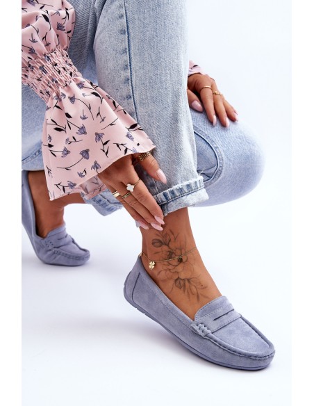 Women's Suede Moccasins Blue Lenvie