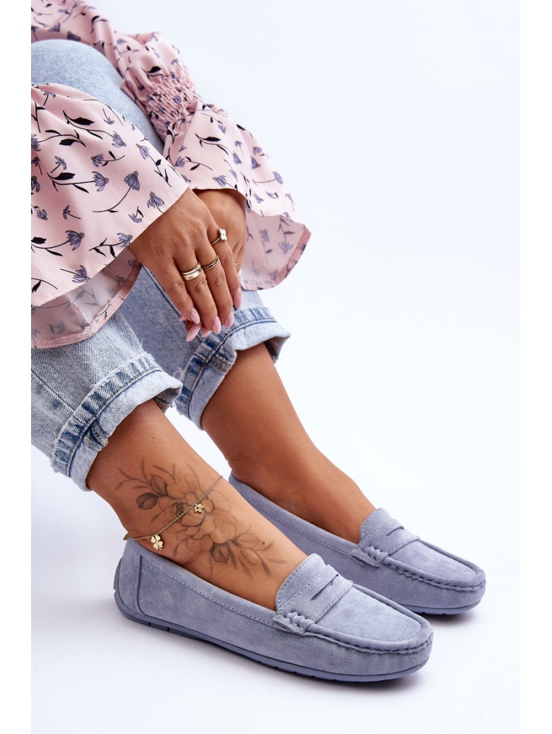 Women's Suede Moccasins Blue Lenvie