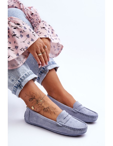 Women's Suede Moccasins Blue Lenvie