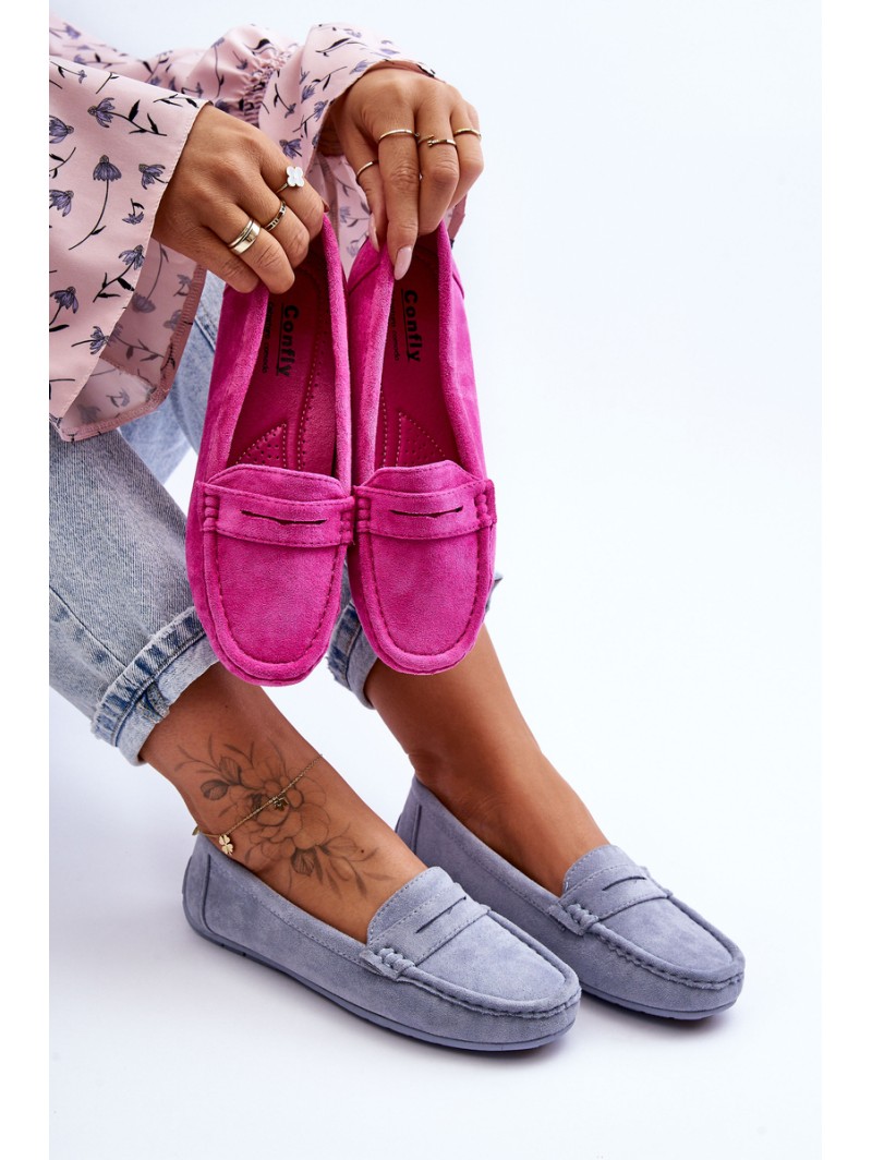 Women's Suede Moccasins Blue Lenvie