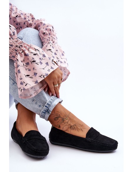 Women's Suede Loafers Black Lenvie