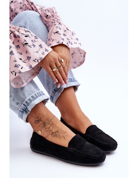 Women's Suede Loafers Black Lenvie