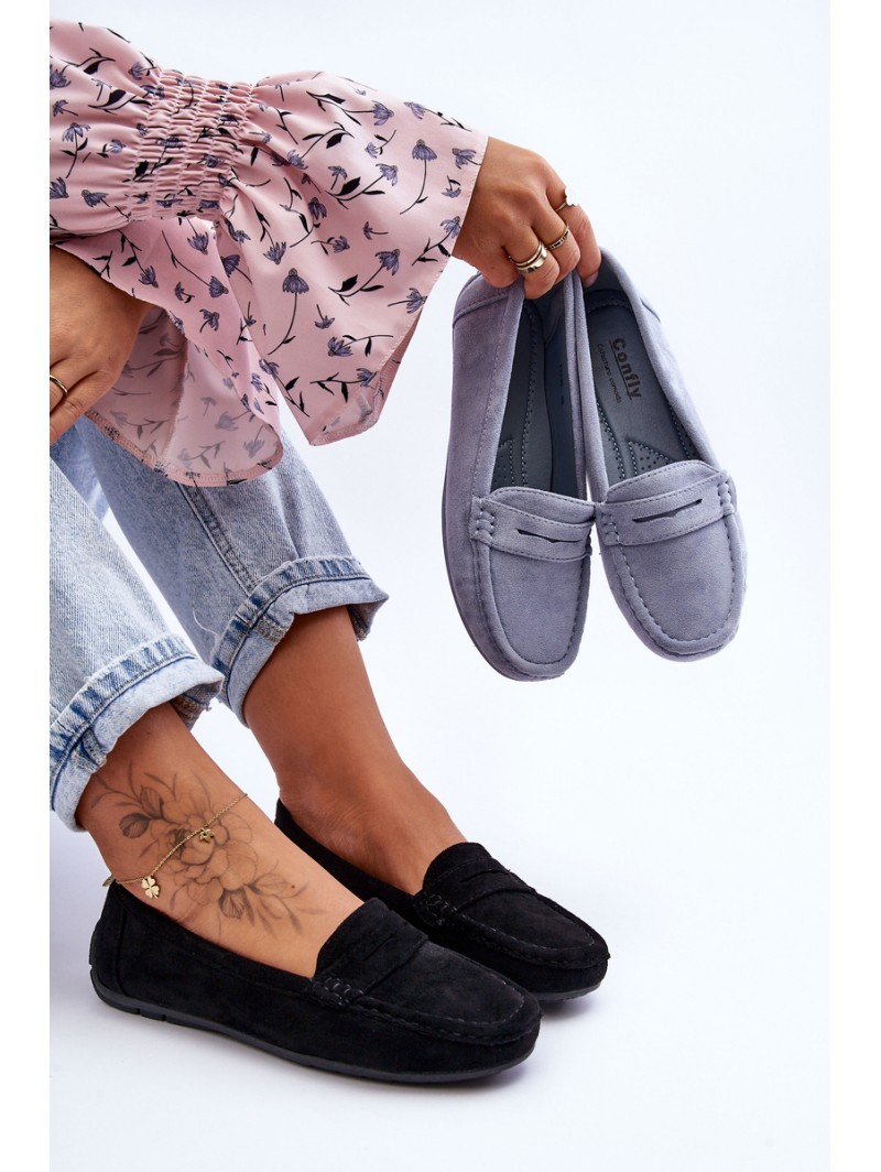 Women's Suede Loafers Black Lenvie