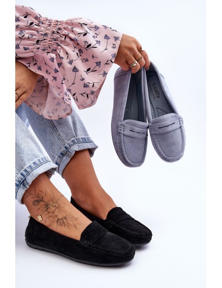 Women's Suede Loafers Black Lenvie