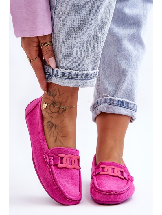 Women's Fashionable Suede Moccasins Pink Rabell