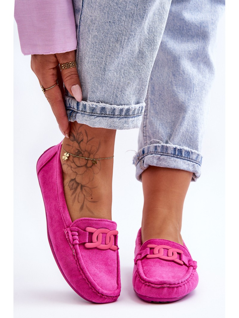 Women's Fashionable Suede Moccasins Pink Rabell