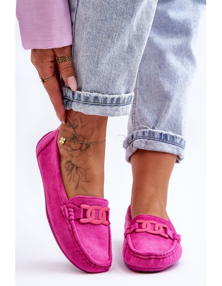 Women's Fashionable Suede Moccasins Pink Rabell