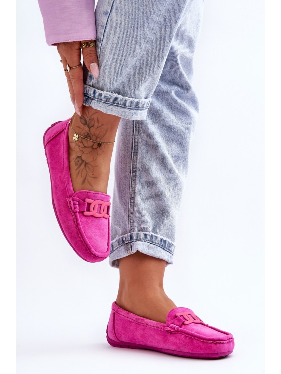 Women's Fashionable Suede Moccasins Pink Rabell 2