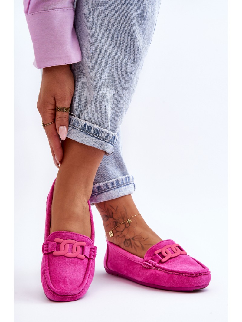 Women's Fashionable Suede Moccasins Pink Rabell