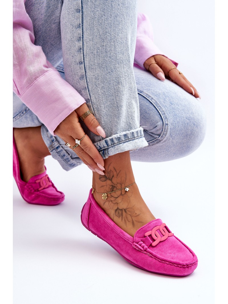 Women's Fashionable Suede Moccasins Pink Rabell