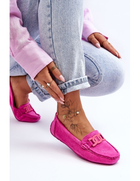 Women's Fashionable Suede Moccasins Pink Rabell