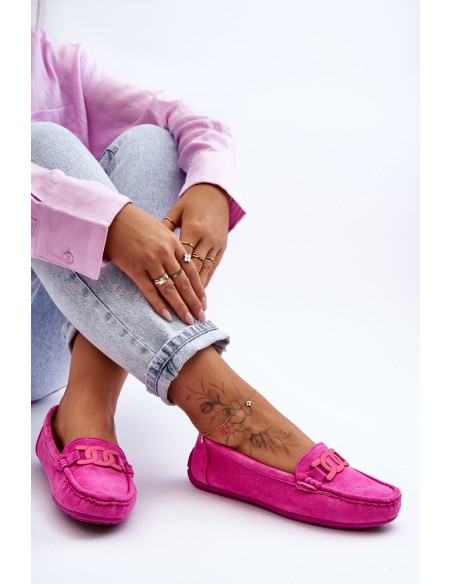Women's Fashionable Suede Moccasins Pink Rabell