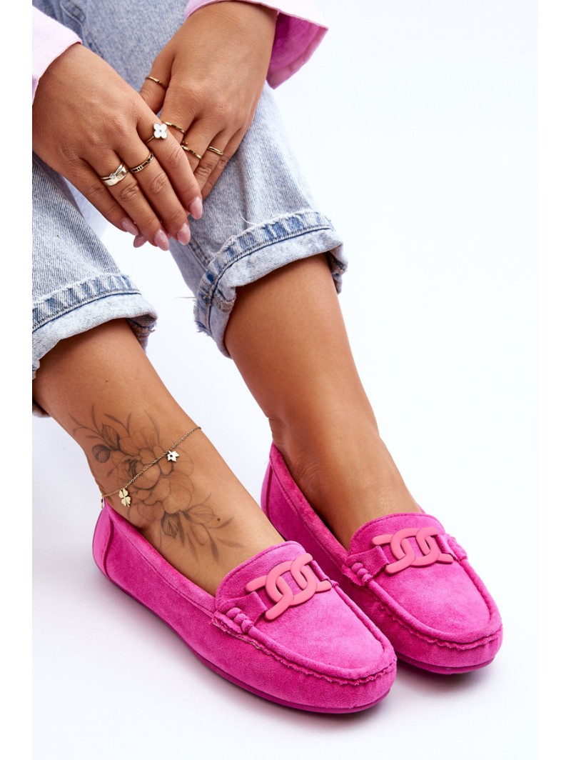 Women's Fashionable Suede Moccasins Pink Rabell