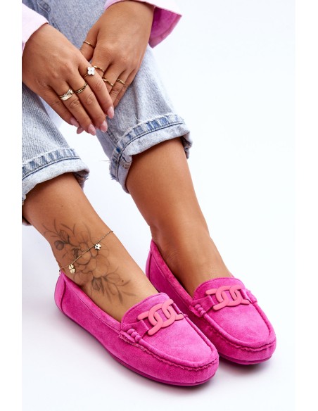 Women's Fashionable Suede Moccasins Pink Rabell