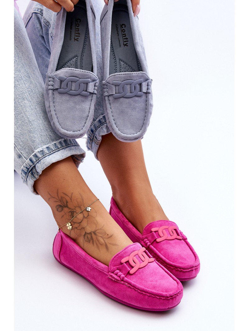 Women's Fashionable Suede Moccasins Pink Rabell