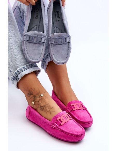 Women's Fashionable Suede Moccasins Pink Rabell