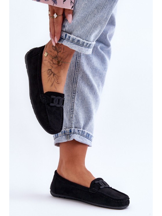 Women's Stylish Suede Loafers Black Rabell