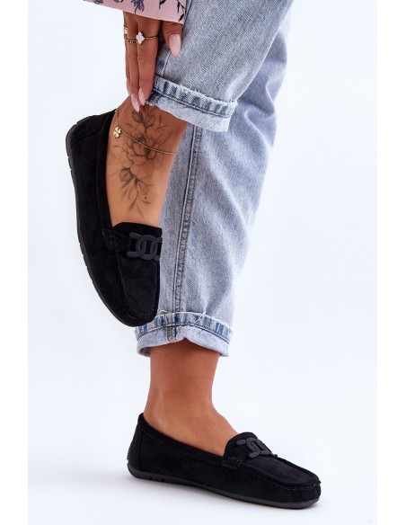 Women's Stylish Suede Loafers Black Rabell