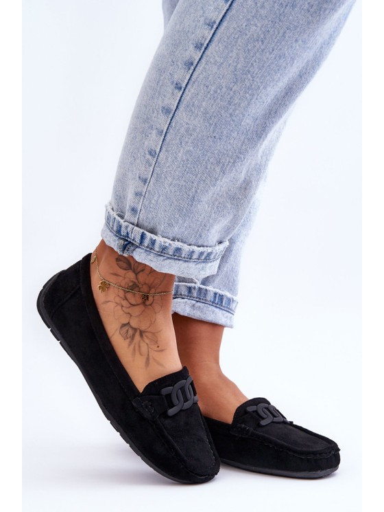 Women's Stylish Suede Loafers Black Rabell 2