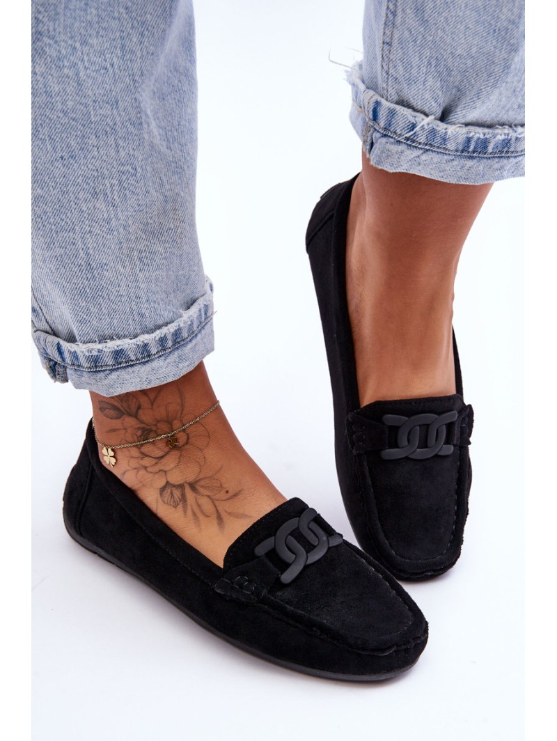 Women's Stylish Suede Loafers Black Rabell