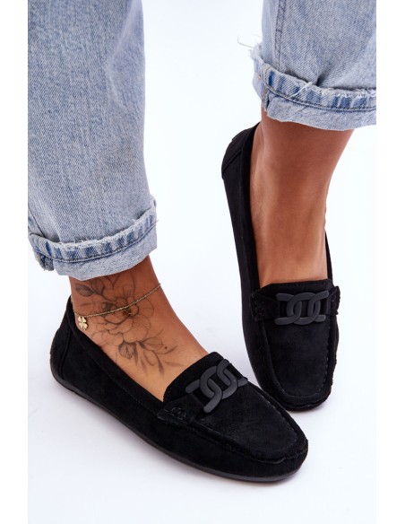 Women's Stylish Suede Loafers Black Rabell