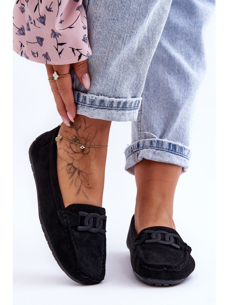 Women's Stylish Suede Loafers Black Rabell
