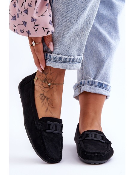 Women's Stylish Suede Loafers Black Rabell