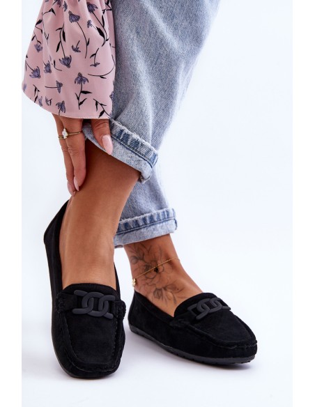 Women's Stylish Suede Loafers Black Rabell