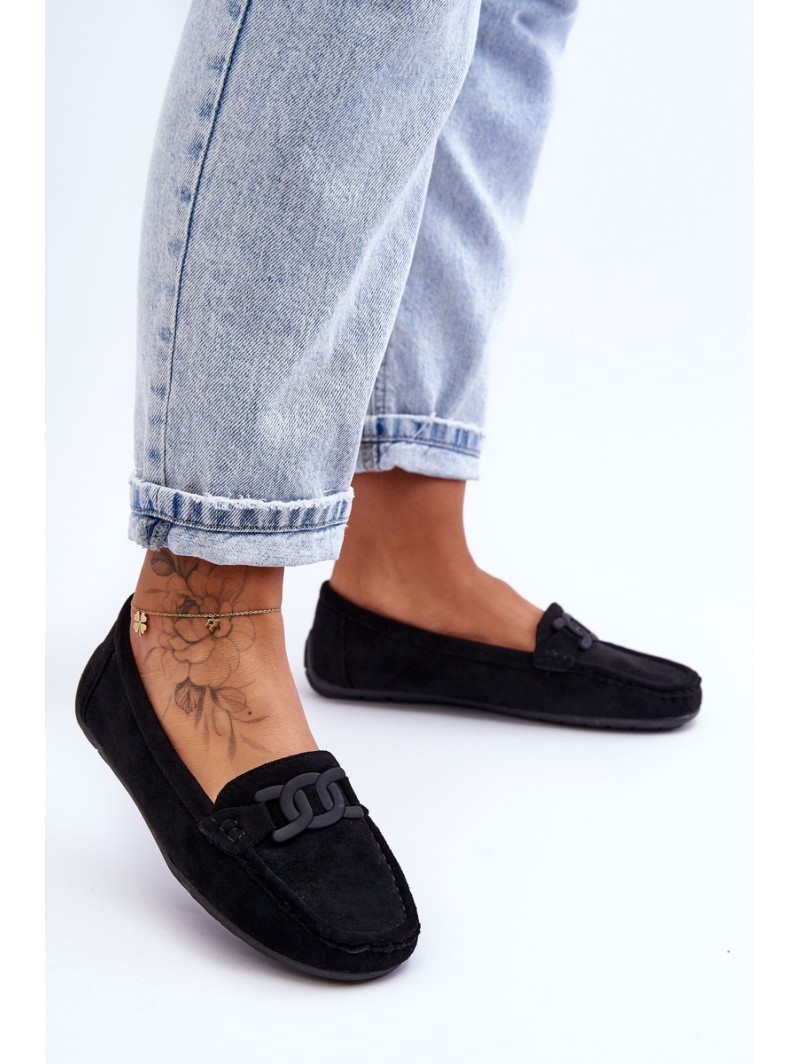 Women's Stylish Suede Loafers Black Rabell