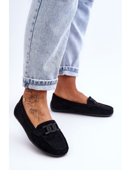 Women's Stylish Suede Loafers Black Rabell