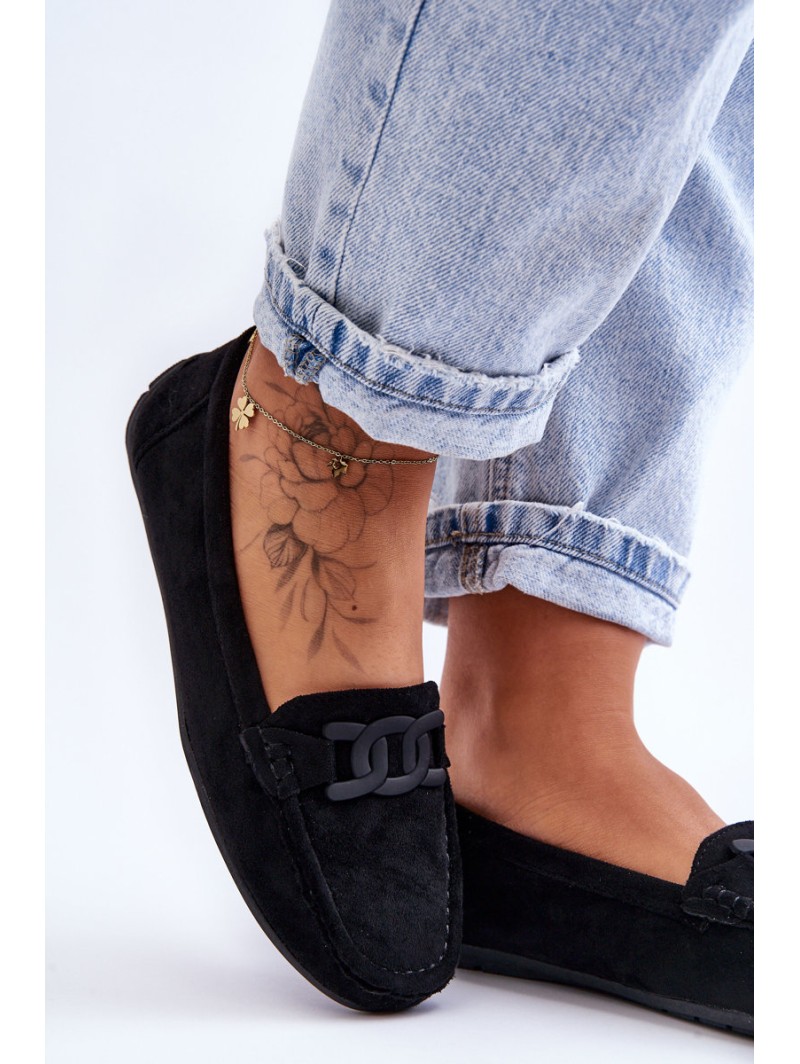Women's Stylish Suede Loafers Black Rabell