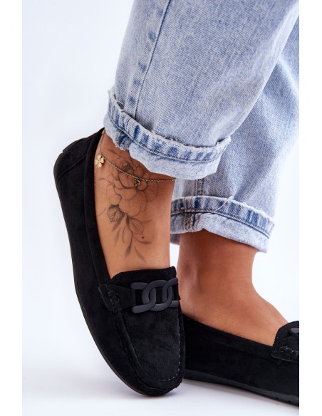Women's Stylish Suede Loafers Black Rabell