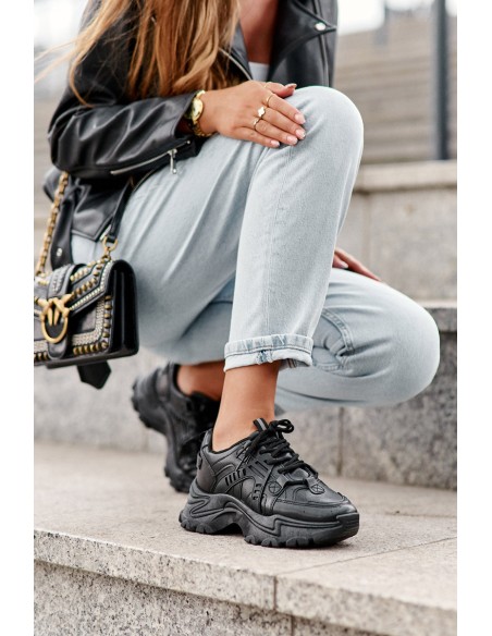 Women's Chunky Sports Sneakers Black Toderus