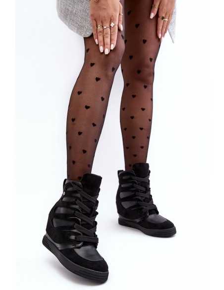 Leather Boots With Wedge Laces Black Amria