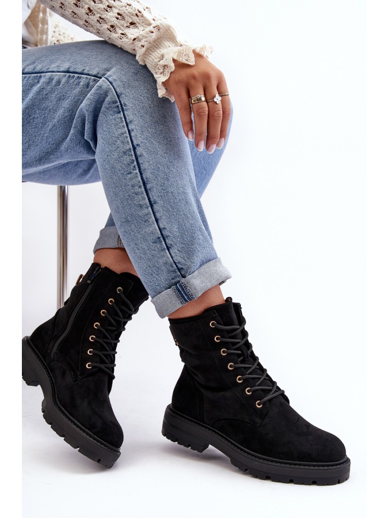 Women's Zip Up Ankle Boots Black Ninsuni