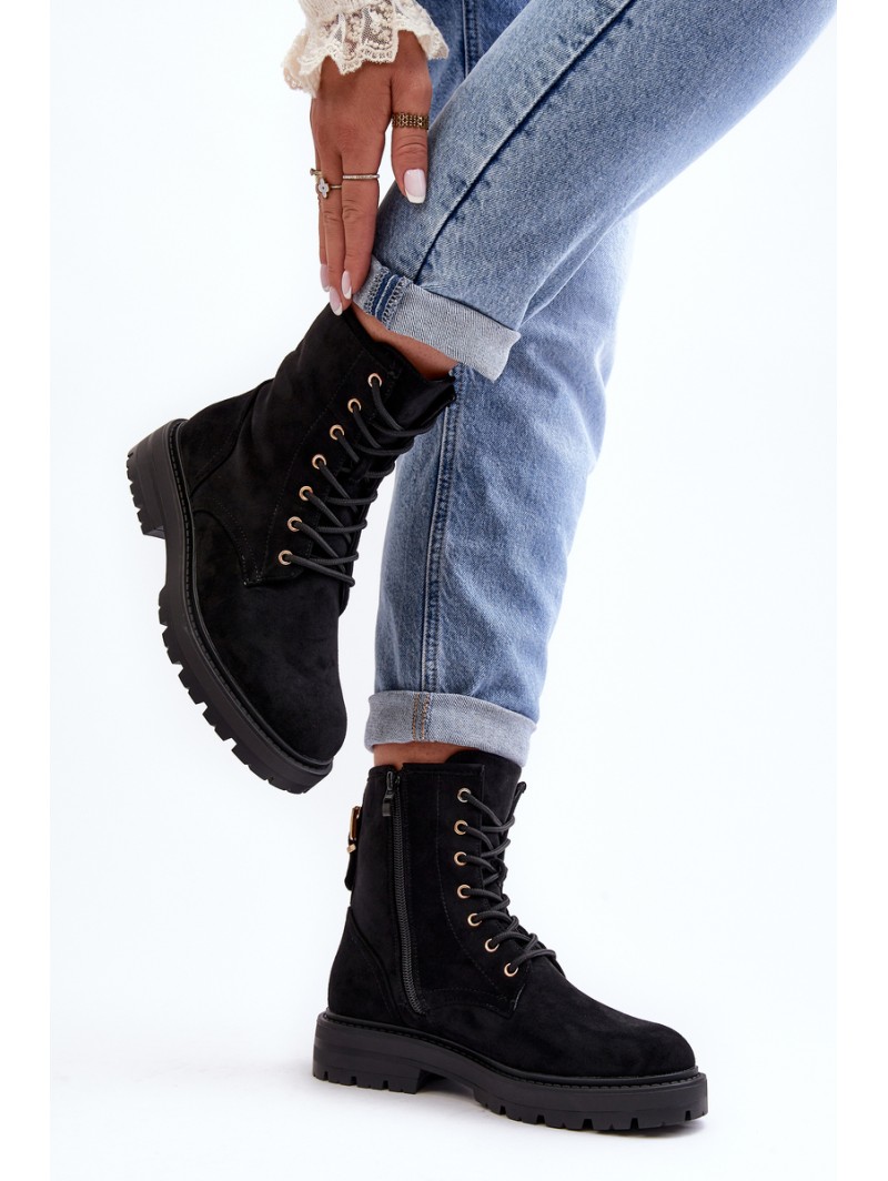 Women's Zip Up Ankle Boots Black Ninsuni