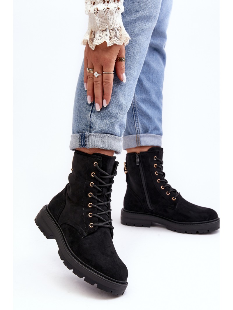 Women's Zip Up Ankle Boots Black Ninsuni