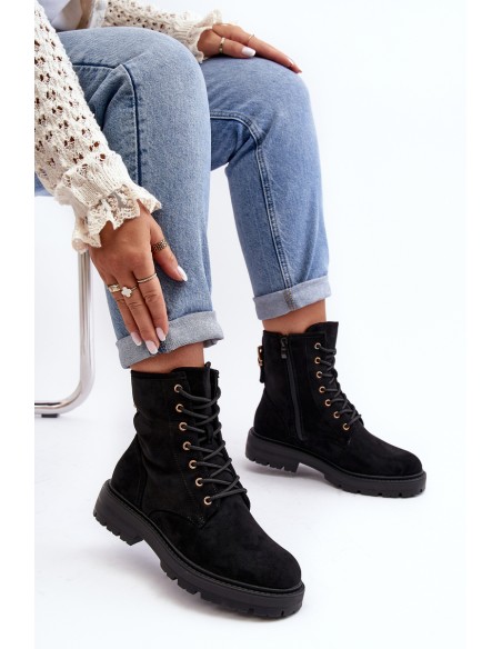 Women's Zip Up Ankle Boots Black Ninsuni