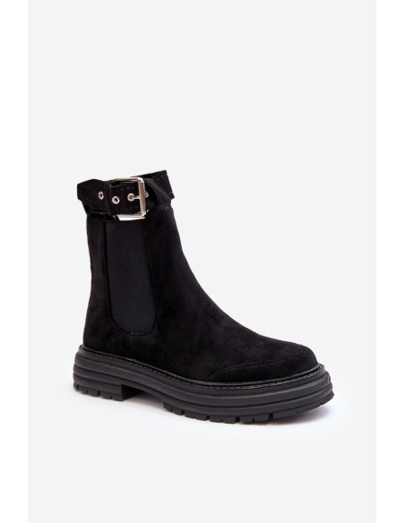 Suede Ankle Boots On Massive Sole Black Ozaro