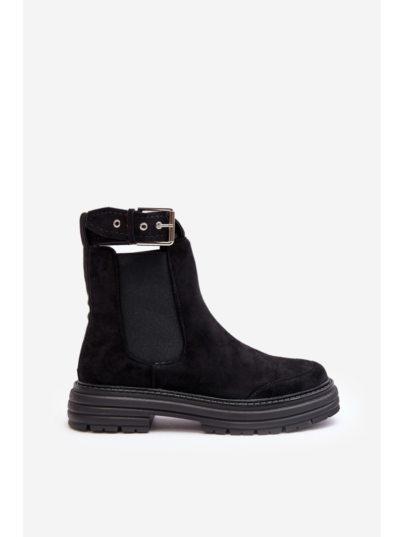 Suede Ankle Boots On Massive Sole Black Ozaro