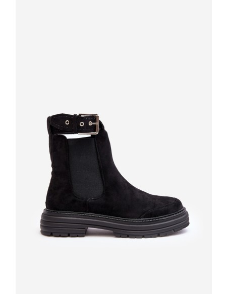 Suede Ankle Boots On Massive Sole Black Ozaro
