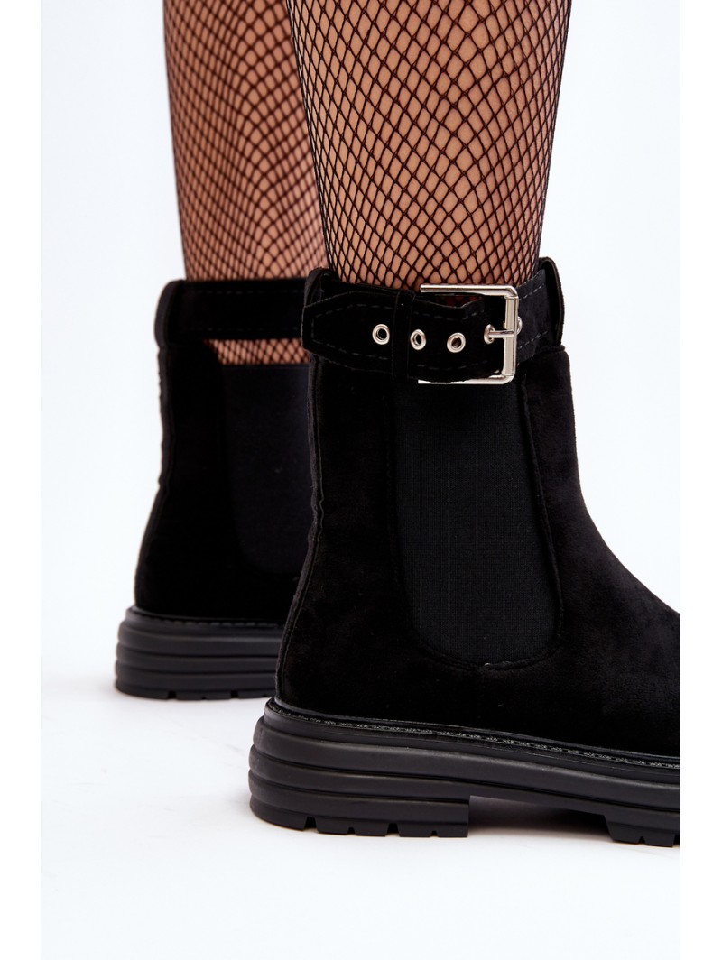 Suede Ankle Boots On Massive Sole Black Ozaro