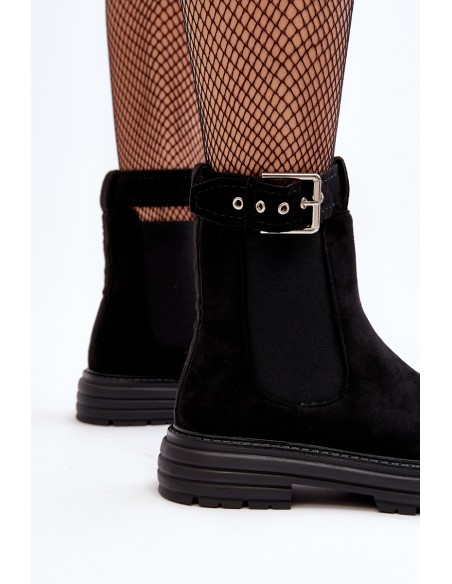 Suede Ankle Boots On Massive Sole Black Ozaro