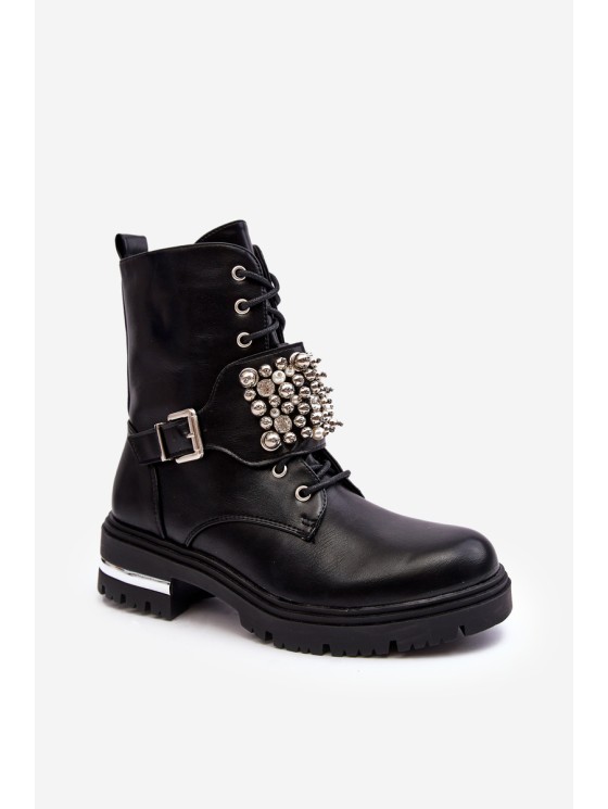 Women's insulated work boots decorated black Lennen