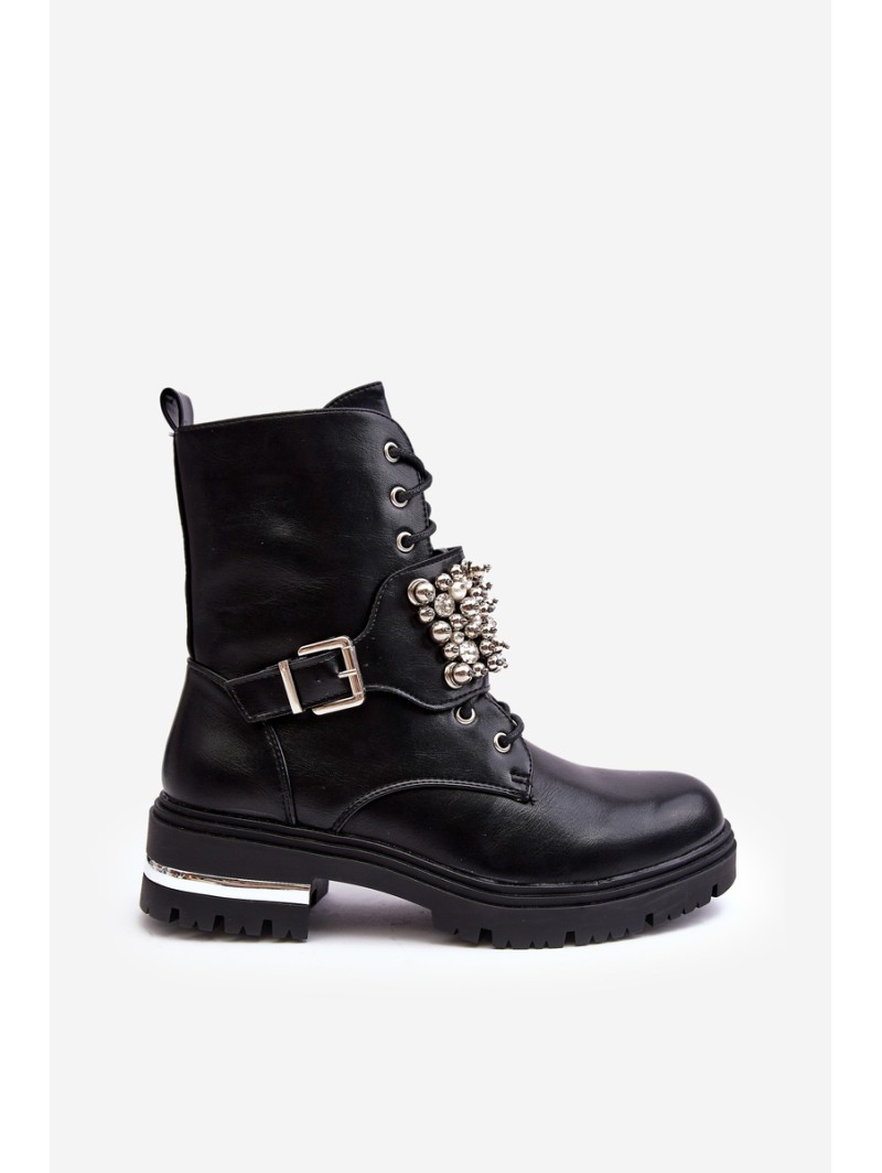 Women's insulated work boots decorated black Lennen