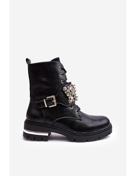 Women's insulated work boots decorated black Lennen
