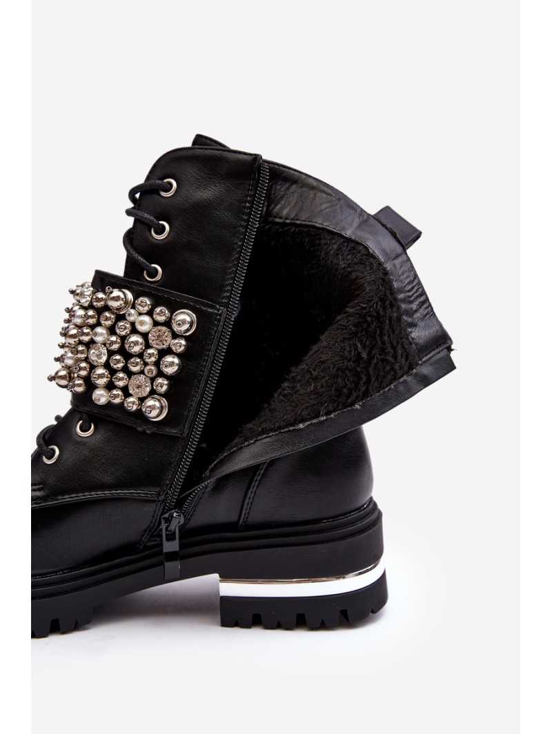 Women's insulated work boots decorated black Lennen