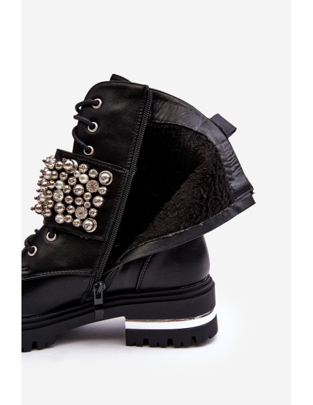 Women's insulated work boots decorated black Lennen